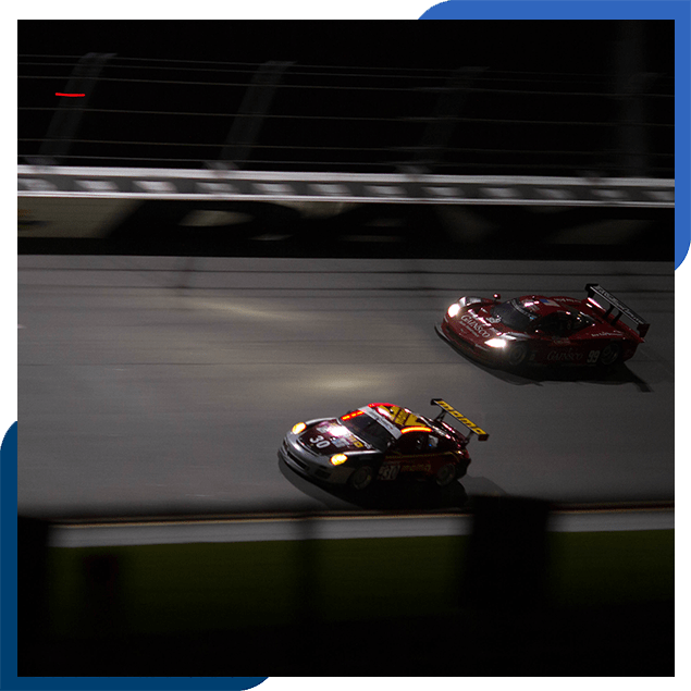 Car on track at night